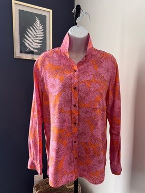 NWOT Universal Thread fuchsia and orange linen blend oversized blouse. Size Sm